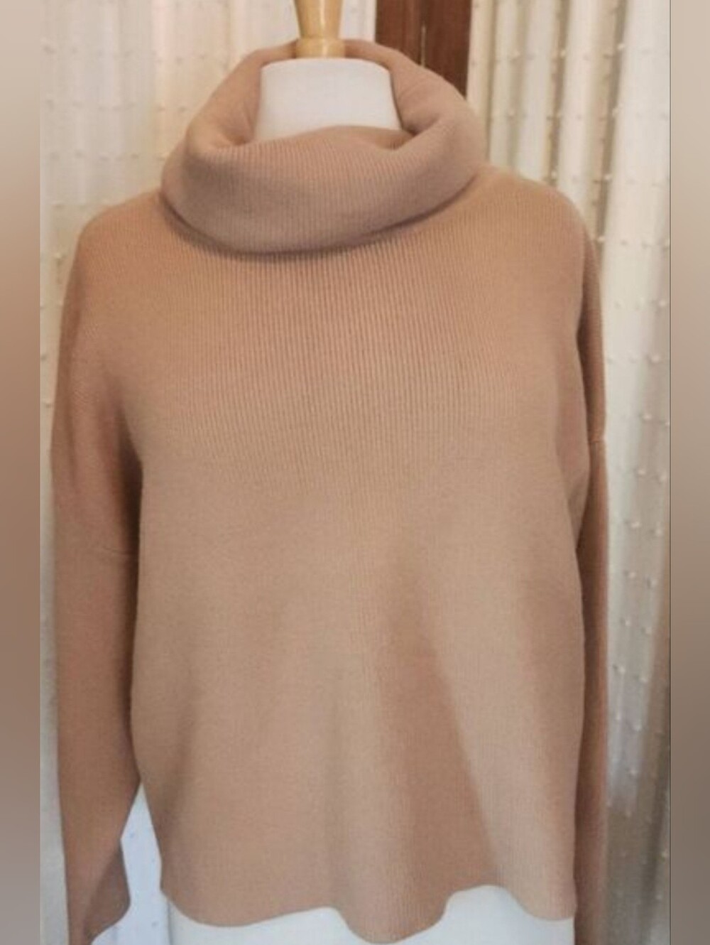 S42 Vici Women's Tan Roll-Neck Sweater - Classic Cozy Knit